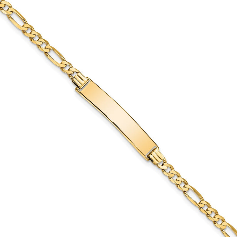 14K gold figaro link plate ID bracelet