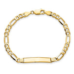 14K Polished Solid Chain/Solid Plate Flat Figaro Link 27.5x5. Plate ID Bracelet view