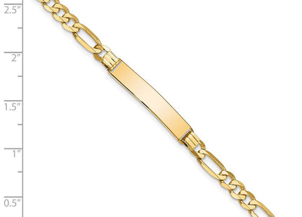 14k Polished Solid Chain/Solid Plate Flat Figaro Link 27.5x5. Plate ID Bracelet (Style LID76-7)