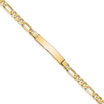 14K Polished Solid Chain/Solid Plate Flat Figaro Link 27.5x5. Plate ID Bracelet view