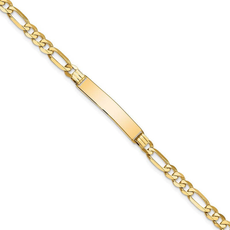 14K gold figaro link plate ID bracelet