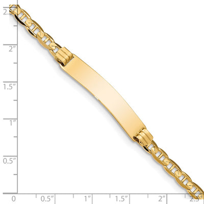 14K Polished Solid Chain/Solid Plate Anchor Link Plate ID Bracelet