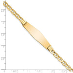 14K Polished Solid Chain/Solid Plate Anchor Link Soft Diamond Shape 33x9. Plate ID Bracelet, 7 x 9.8mm view
