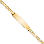 14K Polished Solid Chain/Solid Plate Anchor Link Soft Diamond Shape 33x9. Plate ID Bracelet, 7 x 9.8mm view