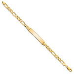 14K Polished Solid Chain/Solid Plate Flat Figaro Link Plate ID Bracelet view