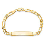 14K Polished Solid Chain/Solid Plate Flat Figaro Link Plate ID Bracelet view