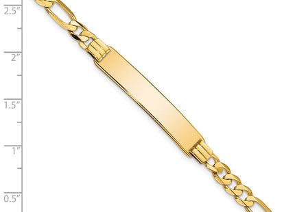 14k Polished Solid Chain/Solid Plate Flat Figaro Link 33. Plate ID Bracelet (Style LID78-7)