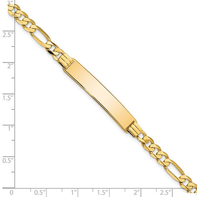 14K Polished Solid Chain/Solid Plate Flat Figaro Link Plate ID Bracelet