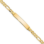 14K Polished Solid Chain/Solid Plate Flat Figaro Link Plate ID Bracelet view