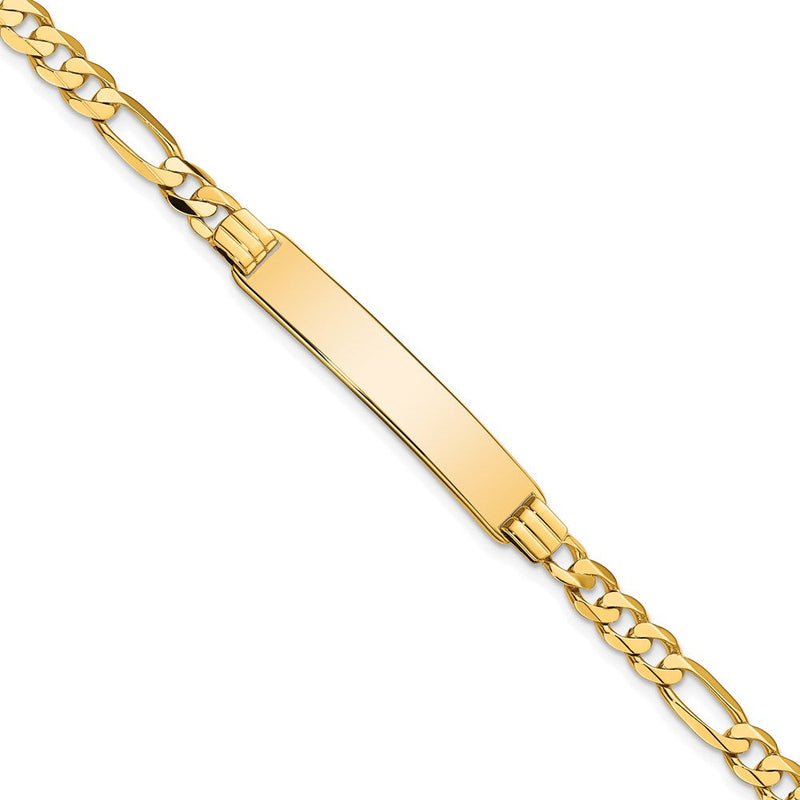 14K gold figaro link plate ID bracelet