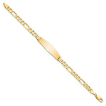 14K Polished Solid Chain/Solid Plate Flat Figaro Link Soft Diamond Shape Plate ID Bracelet view