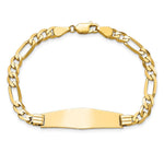 14K Polished Solid Chain/Solid Plate Flat Figaro Link Soft Diamond Shape Plate ID Bracelet view