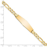 14K Polished Solid Chain/Solid Plate Flat Figaro Link Soft Diamond Shape Plate ID Bracelet view