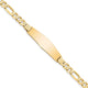 14K Polished Solid Chain/Solid Plate Flat Figaro Link Soft Diamond Shape Plate ID Bracelet