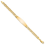 14K Polished Solid Chain/Solid Plate Anchor Link Soft Diamond Shape Plate ID Bracelet view
