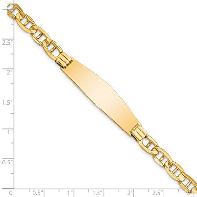 14K Polished Solid Chain/Solid Plate Anchor Link Soft Diamond Shape Plate ID Bracelet