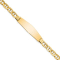 14K Polished Solid Chain/Solid Plate Anchor Link Soft Diamond Shape Plate ID Bracelet