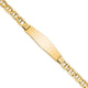 14K Polished Solid Chain/Solid Plate Anchor Link Soft Diamond Shape Plate ID Bracelet