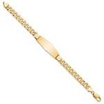 14K Polished Solid Chain/Solid Plate Flat Curb Link Soft Diamond Shape Plate ID Bracelet view