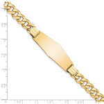 14K Polished Solid Chain/Solid Plate Flat Curb Link Soft Diamond Shape Plate ID Bracelet view