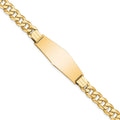 14K Polished Solid Chain/Solid Plate Flat Curb Link Soft Diamond Shape Plate ID Bracelet