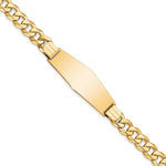 14K Polished Solid Chain/Solid Plate Flat Curb Link Soft Diamond Shape Plate ID Bracelet view