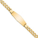 14K Polished Solid Chain/Solid Plate Flat Curb Link Soft Diamond Shape Plate ID Bracelet