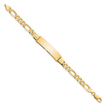 14K Polished Solid Chain/Solid Plate Flat Figaro Link Plate ID Bracelet view