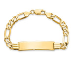 14K Polished Solid Chain/Solid Plate Flat Figaro Link Plate ID Bracelet view