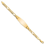 14K Polished Solid Chain/Solid Plate Flat Figaro Link Soft Diamond Shape 37x13. Plate ID Bracelet view