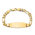 14K Polished Solid Chain/Solid Plate Flat Figaro Link Soft Diamond Shape 37x13. Plate ID Bracelet view