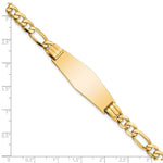 14K Polished Solid Chain/Solid Plate Flat Figaro Link Soft Diamond Shape 37x13. Plate ID Bracelet view