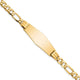 14K Polished Solid Chain/Solid Plate Flat Figaro Link Soft Diamond Shape 37x13. Plate ID Bracelet