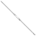 14K White Gold Polished Solid Chain/Solid Plate Flat Curb Link 25.5x4. Plate ID Bracelet view