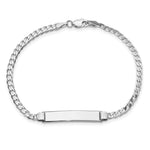 14K White Gold Polished Solid Chain/Solid Plate Flat Curb Link 25.5x4. Plate ID Bracelet view