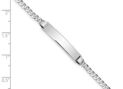14k White Gold Polished Solid Chain/Solid Plate Flat Curb Link 25.5x4. Plate ID Bracelet (Style LID83W-7)