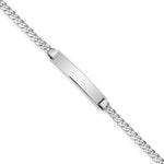 14K White Gold Polished Solid Chain/Solid Plate Flat Curb Link 25.5x4. Plate ID Bracelet view