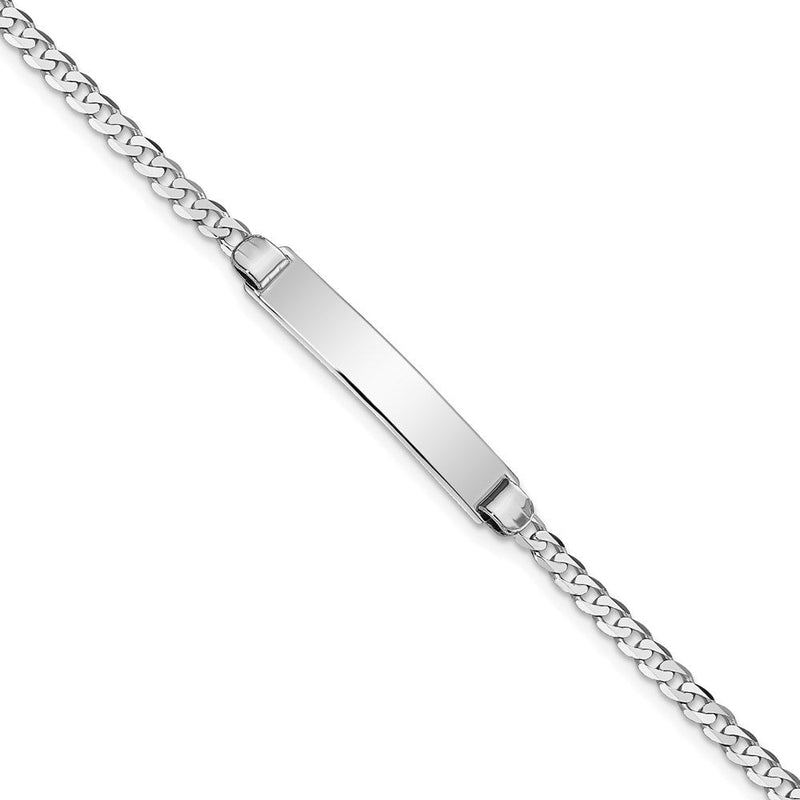 14K white gold curb link plate ID bracelet