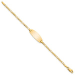 14K Polished Solid Chain/Solid Plate Figaro Link Oval 18.5x7.5mm Plate Baby/Child ID Bracelet view