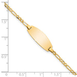 14K Polished Solid Chain/Solid Plate Figaro Link Oval 18.5x7.5mm Plate Baby/Child ID Bracelet view