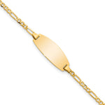 14K Polished Solid Chain/Solid Plate Figaro Link Oval 18.5x7.5mm Plate Baby/Child ID Bracelet view
