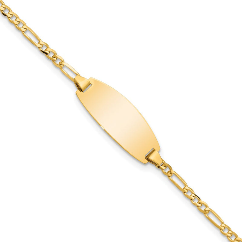 14K gold figaro link oval ID bracelet
