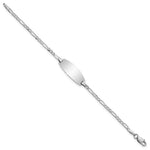 14K White Gold Polished Solid Chain/Solid Plate Figaro Link Oval 18.5x7.5mm Plate Baby/Child ID Bracelet view