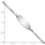 14K White Gold Polished Solid Chain/Solid Plate Figaro Link Oval 18.5x7.5mm Plate Baby/Child ID Bracelet view