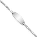 14K White Gold Polished Solid Chain/Solid Plate Figaro Link Oval 18.5x7.5mm Plate Baby/Child ID Bracelet view