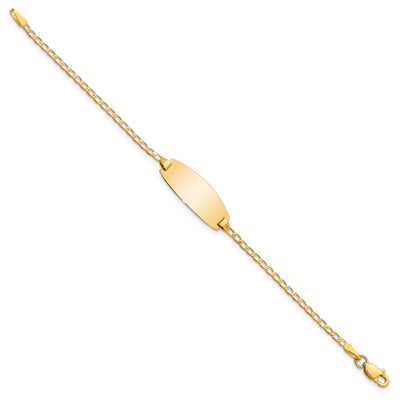 14K Polished Solid Chain/Solid Plate Curb Link Oval 18.5x8.5mm Plate Baby/Child ID Bracelet