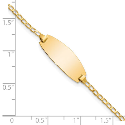 14K Polished Solid Chain/Solid Plate Curb Link Oval 18.5x8.5mm Plate Baby/Child ID Bracelet