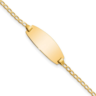 14K Polished Solid Chain/Solid Plate Curb Link Oval 18.5x8.5mm Plate Baby/Child ID Bracelet