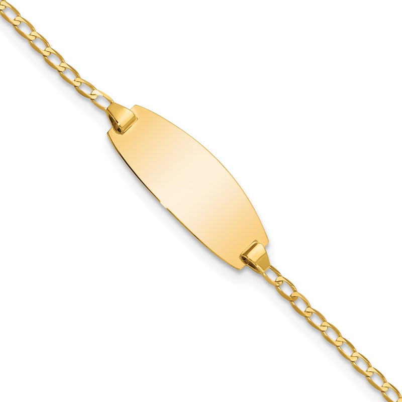 14K gold curb link oval ID bracelet