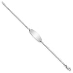 14K White Gold Polished Solid Chain/Solid Plate Curb Link Oval 18.5x8.5mm Plate Baby/Child ID Bracelet view